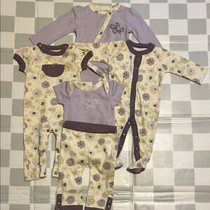 Floral and Purple Baby Bodysuit Set